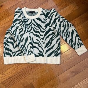 Eloquii Green and White Zebra Print Sweater